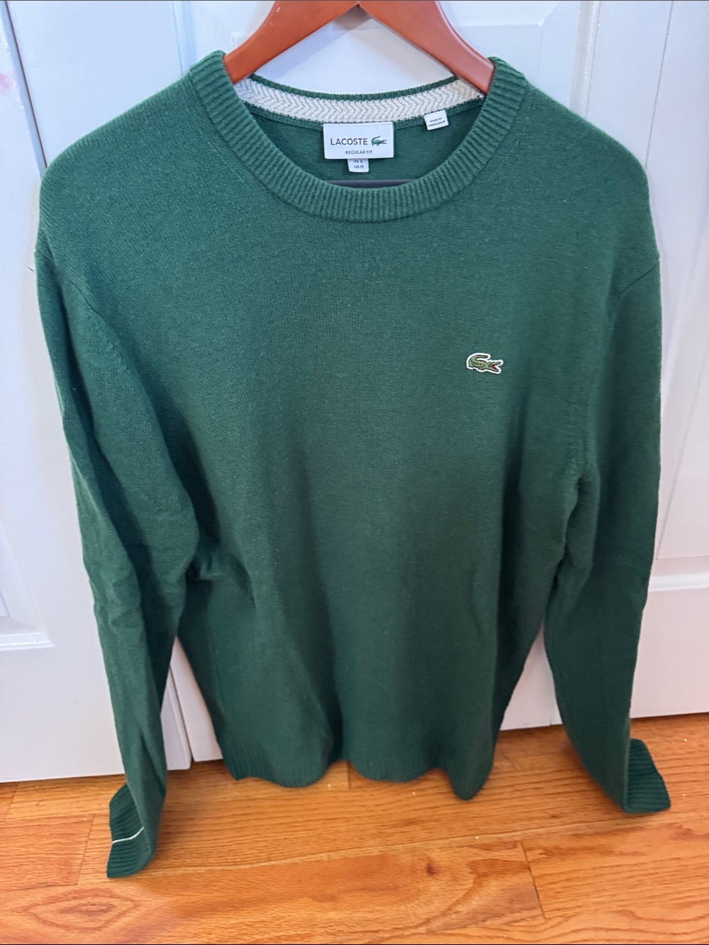 Lacoste Men's Dark Green Crewneck Sweater with Crocodile Logo